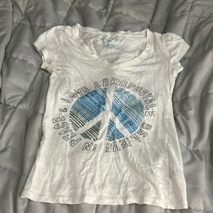 Aeropostale White V-Neck T/Shirt Size Small Petite